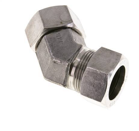 28L Stainless Steel 45deg Elbow Cutting Fitting with Swivel 160 bar FKM O-ring Sealing Cone Adjustable ISO 8434-1