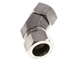 28L Stainless Steel 45deg Elbow Cutting Fitting with Swivel 160 bar FKM O-ring Sealing Cone Adjustable ISO 8434-1