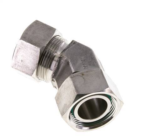 28L Edelstahl 45Grad Schneidverschraubung mit Drehgelenk 160 bar FKM O-Ring Dichtungskonus Einstellbar ISO 8434-1