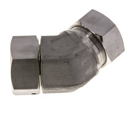 35L Edelstahl 45Grad Schneidverschraubung mit Drehgelenk 160 bar FKM O-Ring Dichtungskonus Einstellbar ISO 8434-1