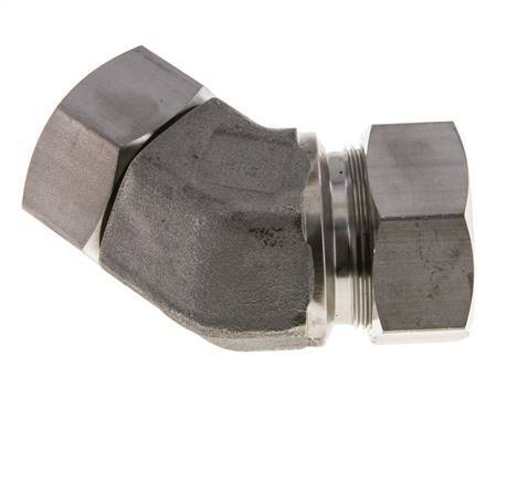 35L Stainless Steel 45deg Elbow Cutting Fitting with Swivel 160 bar FKM O-ring Sealing Cone Adjustable ISO 8434-1