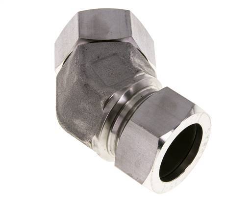 35L Edelstahl 45Grad Schneidverschraubung mit Drehgelenk 160 bar FKM O-Ring Dichtungskonus Einstellbar ISO 8434-1