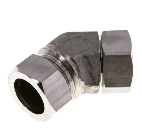 35L Edelstahl 45Grad Schneidverschraubung mit Drehgelenk 160 bar FKM O-Ring Dichtungskonus Einstellbar ISO 8434-1