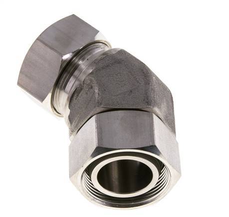 35L Edelstahl 45Grad Schneidverschraubung mit Drehgelenk 160 bar FKM O-Ring Dichtungskonus Einstellbar ISO 8434-1