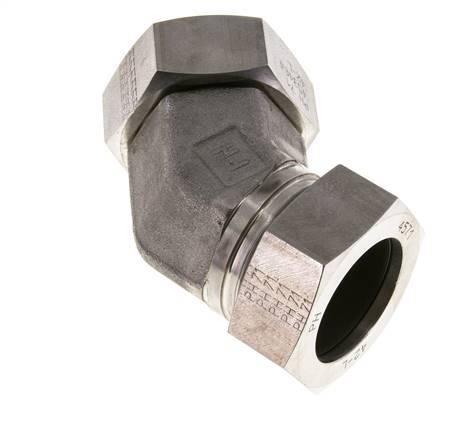 42L Edelstahl 45 Grad Schneidverschraubung mit Drehgelenk 160 bar FKM O-Ring Dichtungskonus Einstellbar ISO 8434-1