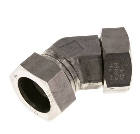 42L Edelstahl 45 Grad Schneidverschraubung mit Drehgelenk 160 bar FKM O-Ring Dichtungskonus Einstellbar ISO 8434-1