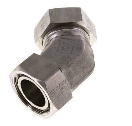 42L Edelstahl 45 Grad Schneidverschraubung mit Drehgelenk 160 bar FKM O-Ring Dichtungskonus Einstellbar ISO 8434-1