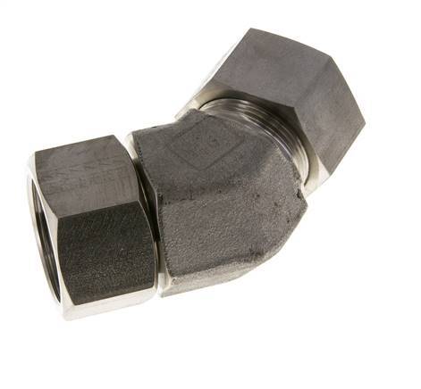 30S Stainless Steel 45deg Elbow Cutting Fitting with Swivel 400 bar FKM O-ring Sealing Cone Adjustable ISO 8434-1