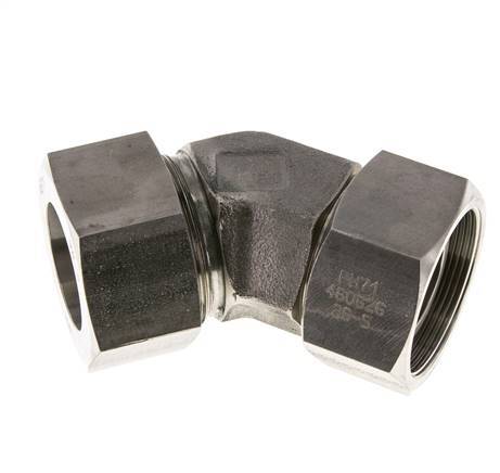 38S Edelstahl 45-Grad-Winkel-Schneidfitting mit Drehgelenk 315 bar FKM O-Ring-Dichtkonus Einstellbar ISO 8434-1