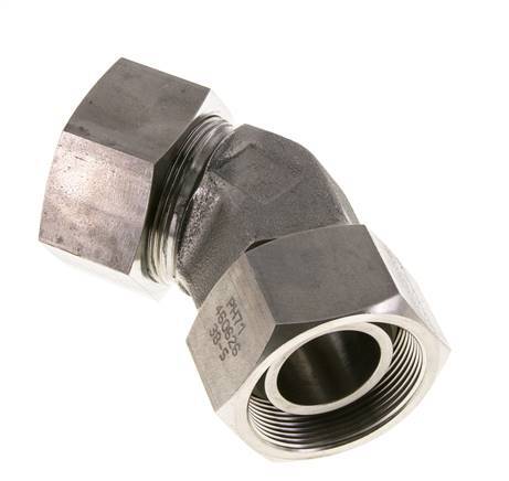 38S Edelstahl 45-Grad-Winkel-Schneidfitting mit Drehgelenk 315 bar FKM O-Ring-Dichtkonus Einstellbar ISO 8434-1