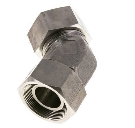38S Edelstahl 45-Grad-Winkel-Schneidfitting mit Drehgelenk 315 bar FKM O-Ring-Dichtkonus Einstellbar ISO 8434-1