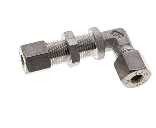 8S Stainless Steel Elbow Compression Fitting Bulkhead 500 bar ISO 8434-1