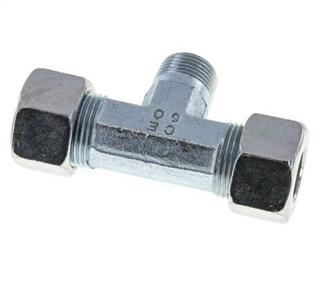 15L & M18x1.5 (con) Zink plated Steel T-Shape Tee Cutting Fitting with Male Threads 315 bar ISO 8434-1