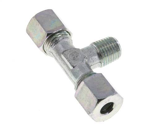 8S & M14x1.5 (con) Zink plated Steel T-Shape Tee Cutting Fitting with Male Threads 640 bar ISO 8434-1