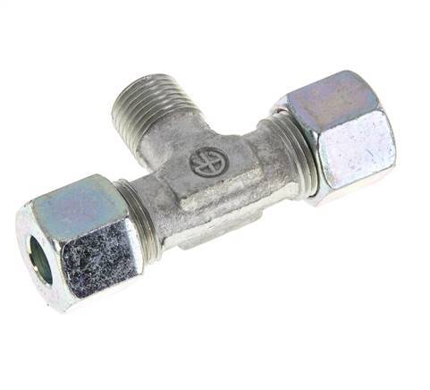 10S & M16x1.5 (con) Zink plated Steel T-Shape Tee Cutting Fitting with Male Threads 640 bar ISO 8434-1