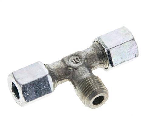6LL & R1/8'' Zink plated Steel T-Shape Tee Cutting Fitting with Male Threads 100 bar ISO 8434-1