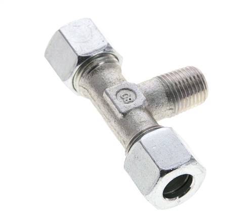 10L & R1/4'' Zink plated Steel T-Shape Tee Cutting Fitting with Male Threads 315 bar ISO 8434-1