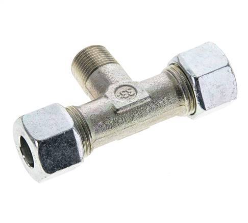 12S & R3/8'' Zink plated Steel T-Shape Tee Cutting Fitting with Male Threads 630 bar ISO 8434-1