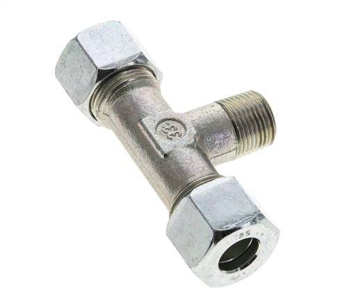 12S & R3/8'' Zink plated Steel T-Shape Tee Cutting Fitting with Male Threads 630 bar ISO 8434-1
