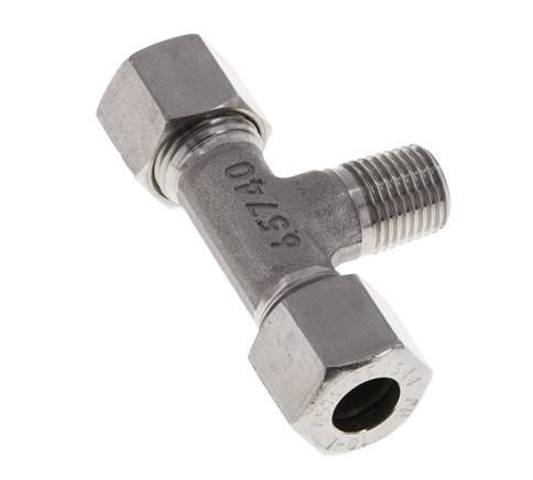 10L & R1/4'' Stainless Steel T-Shape Tee Cutting Fitting with Male Threads 315 bar ISO 8434-1
