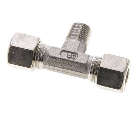 10L & R1/4'' Edelstahl T-Stück Kompressionsverschraubung mit Außengewinde 315 bar ISO 8434-1