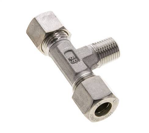 10L & R1/4'' Edelstahl T-Stück Kompressionsverschraubung mit Außengewinde 315 bar ISO 8434-1