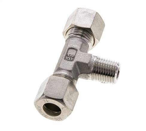 10L & R1/4'' Edelstahl T-Stück Kompressionsverschraubung mit Außengewinde 315 bar ISO 8434-1