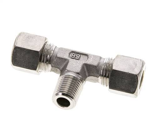 10L & R1/4'' Edelstahl T-Stück Kompressionsverschraubung mit Außengewinde 315 bar ISO 8434-1