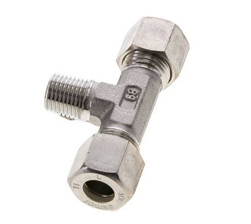 10L & R1/4'' Edelstahl T-Stück Kompressionsverschraubung mit Außengewinde 315 bar ISO 8434-1