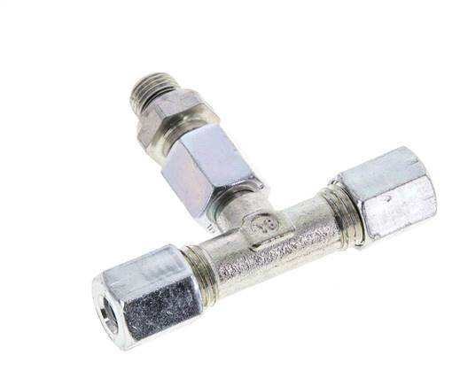 6L & M10x1 Zink plated Steel T-Shape Tee Cutting Fitting with Male Threads 315 bar Adjustable ISO 8434-1