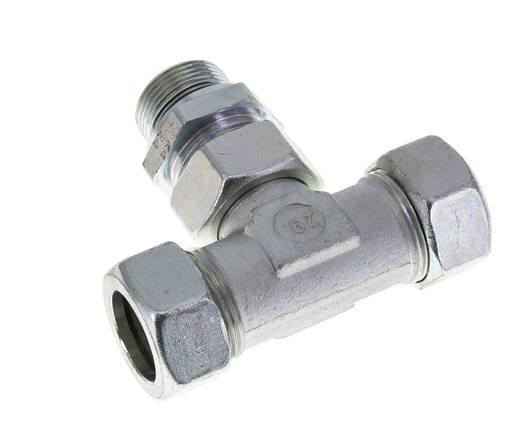 28L & M33x2 Zink plated Steel T-Shape Tee Cutting Fitting with Male Threads 160 bar Adjustable ISO 8434-1
