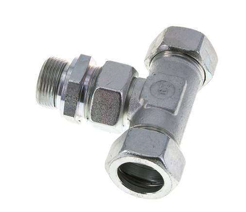 28L & M33x2 Verzinkter Stahl T-Shape T-Stück mit Außengewinde 160 bar Einstellbar ISO 8434-1