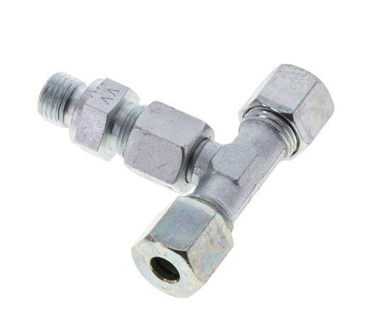 8S & M14x1.5 Verzinkter Stahl T-Stück Schneidfitting mit Aussengewinde 630 bar Einstellbar ISO 8434-1