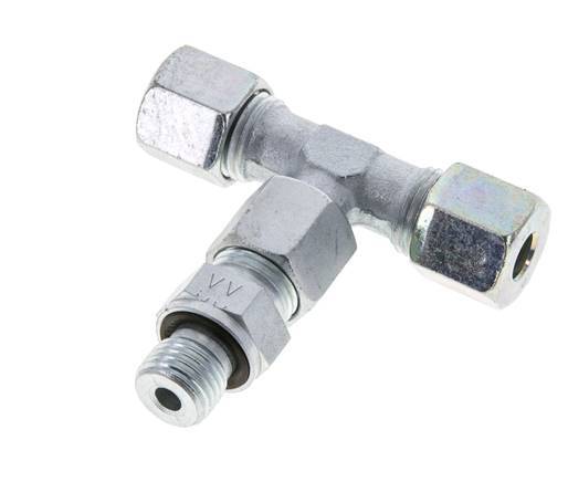 8S & M14x1.5 Verzinkter Stahl T-Stück Schneidfitting mit Aussengewinde 630 bar Einstellbar ISO 8434-1