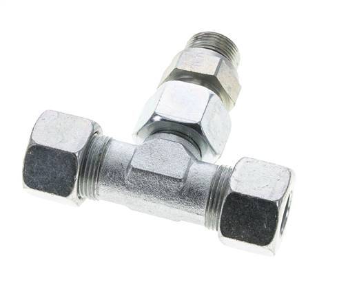 16S & M22x1.5 Zink plated Steel T-Shape Tee Cutting Fitting with Male Threads 400 bar Adjustable ISO 8434-1