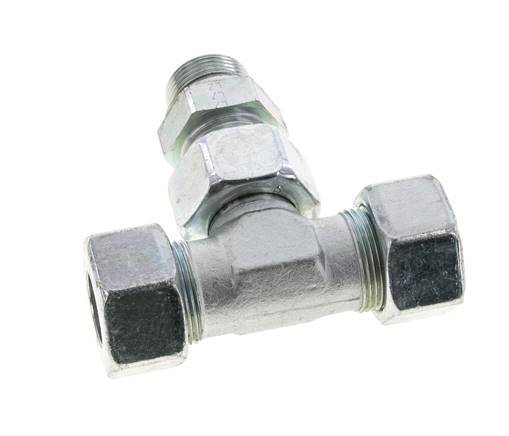 25S & M33x2 Zink plated Steel T-Shape Tee Cutting Fitting with Male Threads 400 bar Adjustable ISO 8434-1