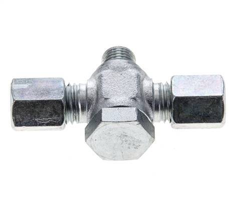 6L & M10x1 Zink plated Steel Tee Swivel Joint Cutting Fitting with Male Threads 315 bar ISO 8434-1