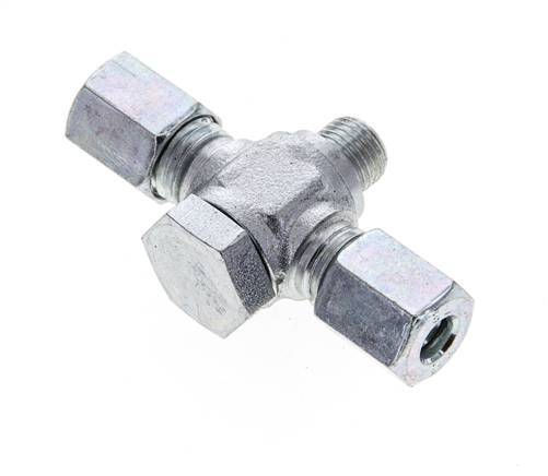 6L & M10x1 Zink plated Steel Tee Swivel Joint Cutting Fitting with Male Threads 315 bar ISO 8434-1
