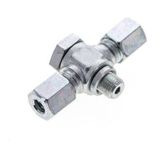 6L & M10x1 Zink plated Steel Tee Swivel Joint Cutting Fitting with Male Threads 315 bar ISO 8434-1