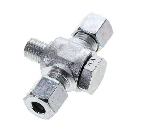 8L & M12x1.5 Zink plated Steel Tee Swivel Joint Cutting Fitting with Male Threads 315 bar ISO 8434-1