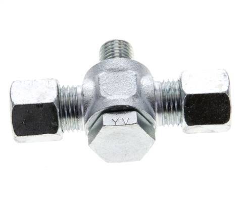 10L & M14x1.5 Zink plated Steel Tee Swivel Joint Cutting Fitting with Male Threads 315 bar ISO 8434-1