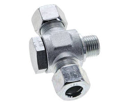 12L & M16x1.5 Zink plated Steel Tee Swivel Joint Cutting Fitting with Male Threads 315 bar ISO 8434-1