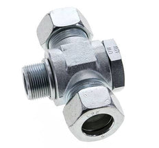 22L & M26x1.5 Zink plated Steel Tee Swivel Joint Cutting Fitting with Male Threads 160 bar ISO 8434-1