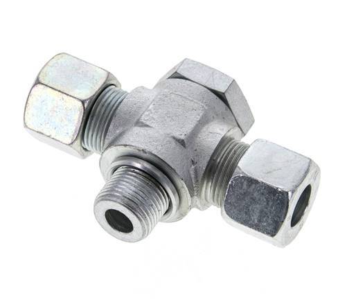 14S & M20x1.5 Zink plated Steel Tee Swivel Joint Cutting Fitting with Male Threads 400 bar ISO 8434-1