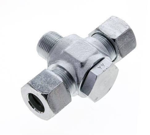 16S & M22x1.5 Zink plated Steel Tee Swivel Joint Cutting Fitting with Male Threads 400 bar ISO 8434-1