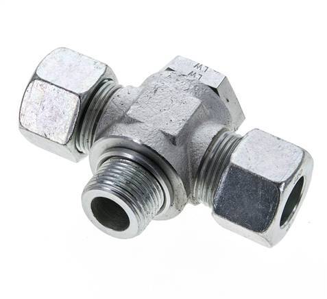 20S & M27x2 Zink plated Steel Tee Swivel Joint Cutting Fitting with Male Threads 400 bar ISO 8434-1