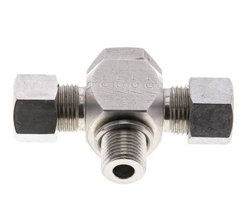 12L & M16x1.5 Stainless Steel Tee Swivel Joint Cutting Fitting with Male Threads 315 bar ISO 8434-1