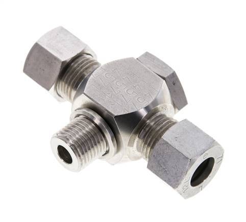 12L & M16x1.5 Stainless Steel Tee Swivel Joint Cutting Fitting with Male Threads 315 bar ISO 8434-1