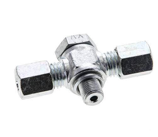 6L & G1/8'' Zink plated Steel Tee Swivel Joint Cutting Fitting with Male Threads 315 bar ISO 8434-1