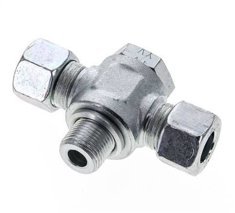 12L & G3/8'' Zink plated Steel Tee Swivel Joint Cutting Fitting with Male Threads 315 bar ISO 8434-1